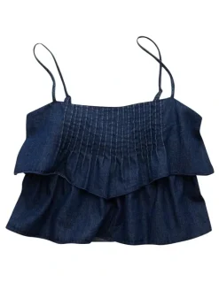 American Eagle Tiered Pintuck Cami Top in Navy