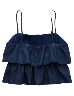 American Eagle Tiered Pintuck Cami Top in Navy