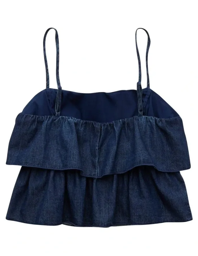 American Eagle Tiered Pintuck Cami Top in Navy