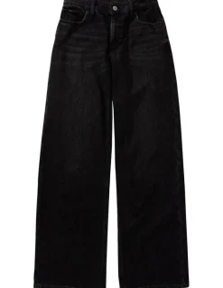 American Eagle Strigid Super High-Waisted Baggy Wide-Leg Ankle Jean in Charcoal