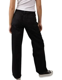 American Eagle Strigid Super High-Waisted Baggy Wide-Leg Ankle Jean in Charcoal