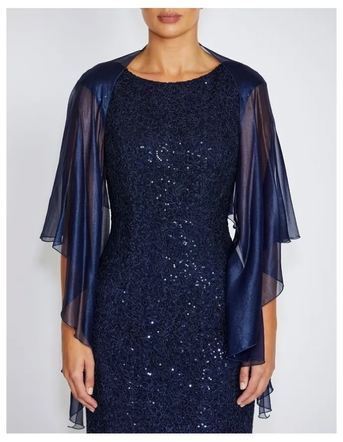 Anthea Crawford Fortuna Metallic Silk Shrug