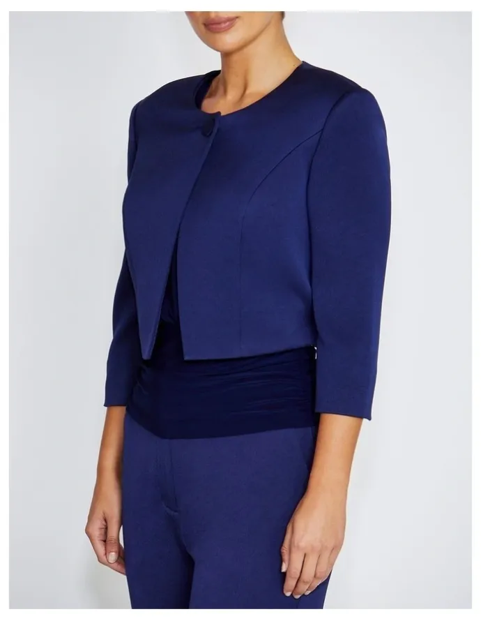 Anthea Crawford Jackie Satin Crepe Cropped Jacket
