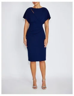 Anthea Crawford Alina Stretch Crepe Dress in Navy