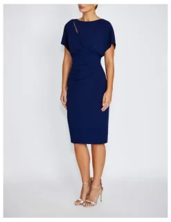 Anthea Crawford Alina Stretch Crepe Dress in Navy