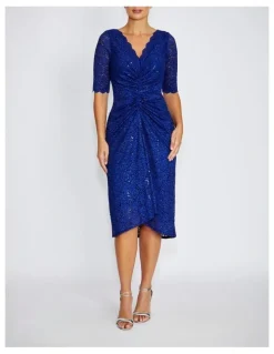 Anthea Crawford Nina Stetch Lace Dress in Periwinkle
