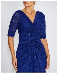Anthea Crawford Nina Stetch Lace Dress in Periwinkle
