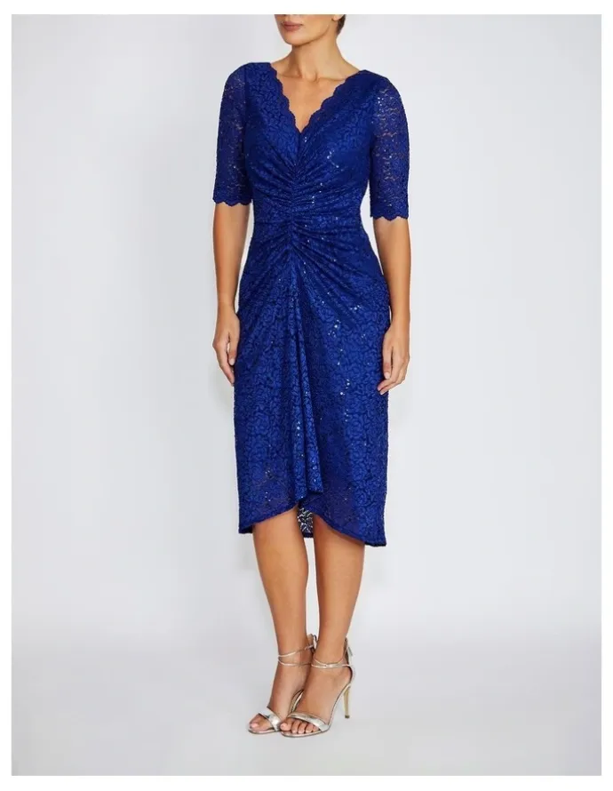 Anthea Crawford Nina Stetch Lace Dress in Periwinkle