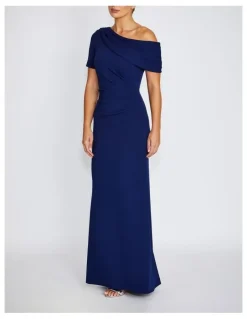 Anthea Crawford Sasha Stretch Crepe Gown in Navy