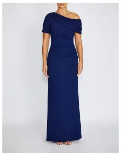 Anthea Crawford Sasha Stretch Crepe Gown in Navy