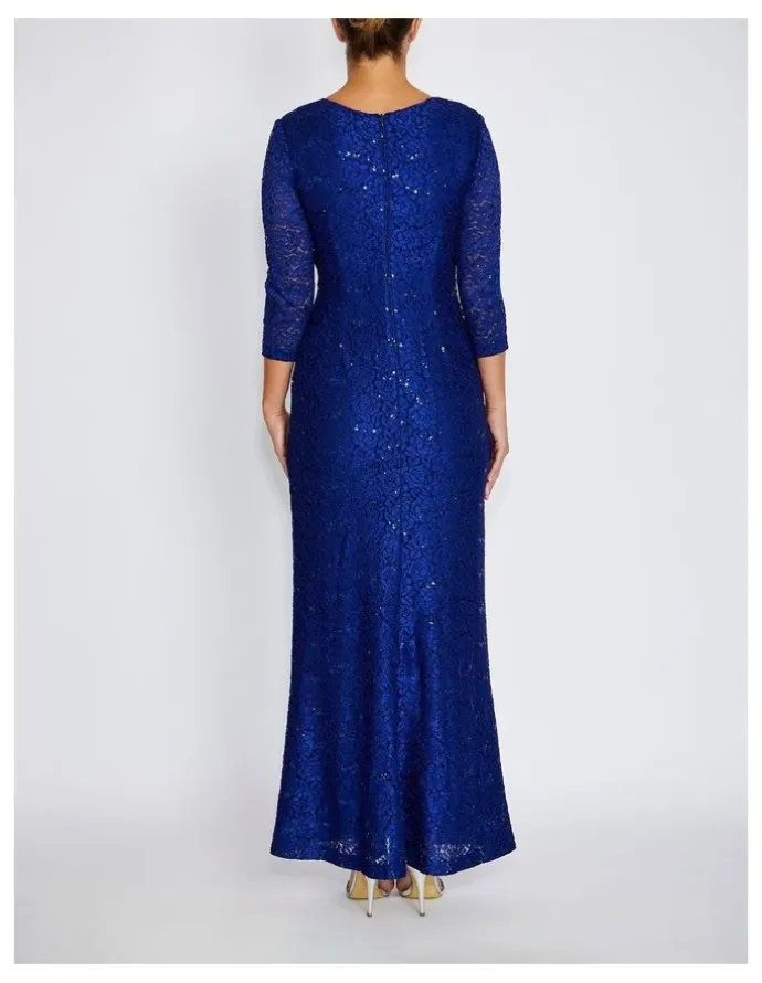 Anthea Crawford Soraya Stretch Lace Gown in Periwinkle