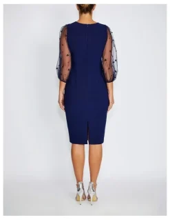 Anthea Crawford Theresa Puff Sleeve Crepe Dress