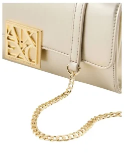 Armani Exchange Amy Patent Crossbody Bag in Light Gold