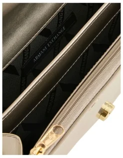 Armani Exchange Amy Patent Crossbody Bag in Light Gold