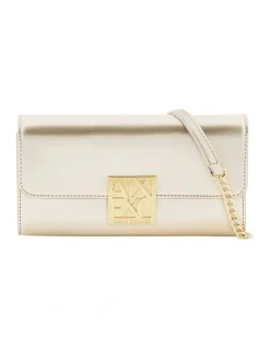Armani Exchange Amy Patent Crossbody Bag in Light Gold