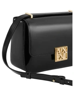 Armani Exchange Amy Patent Crossbody Bag in Black