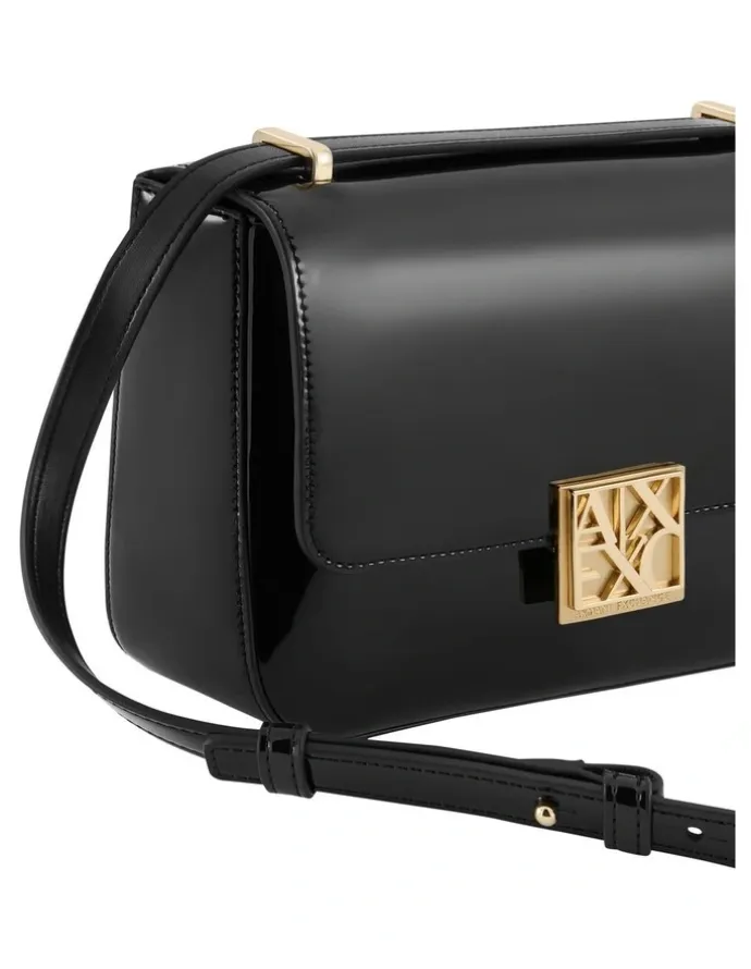 Armani Exchange Amy Patent Crossbody Bag in Black