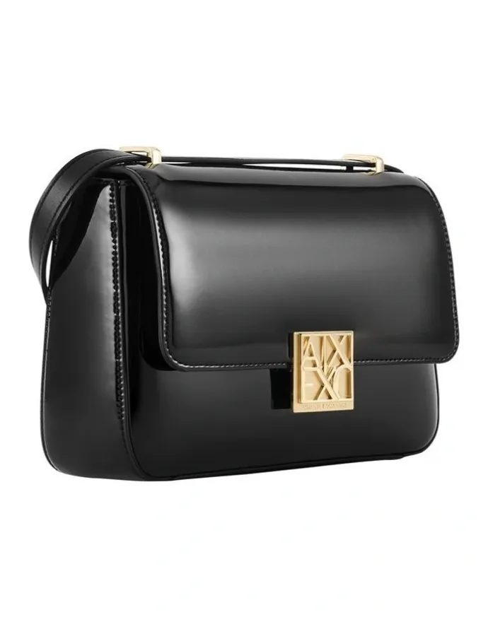 Armani Exchange Amy Patent Crossbody Bag in Black