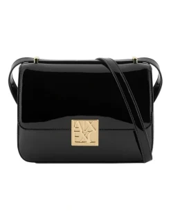 Armani Exchange Amy Patent Crossbody Bag in Black