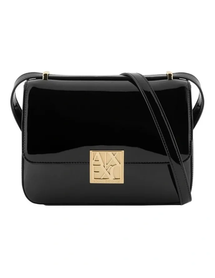 Armani Exchange Amy Patent Crossbody Bag in Black