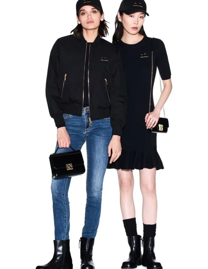 Armani Exchange Amy Patent Crossbody Bag in Black