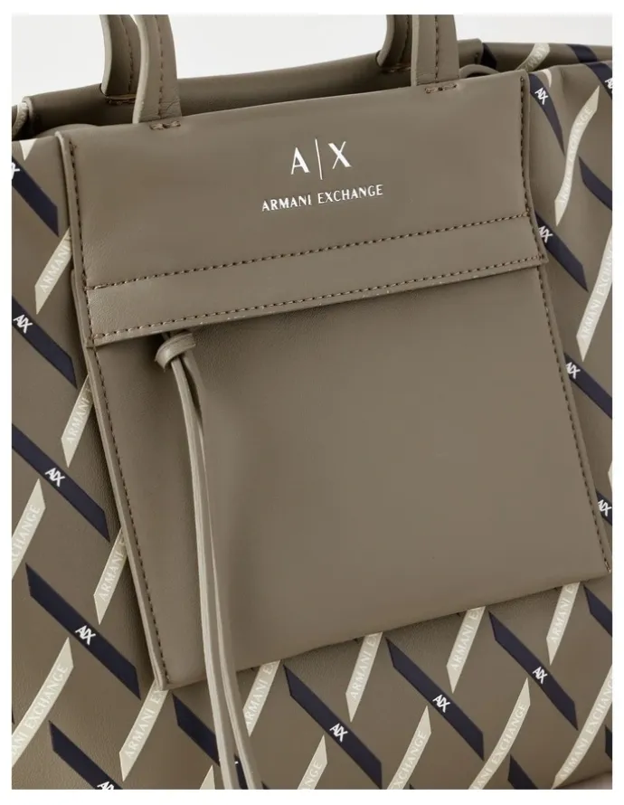 Armani Exchange Natalie Tie Shopper Tote Bag in Brown Bass