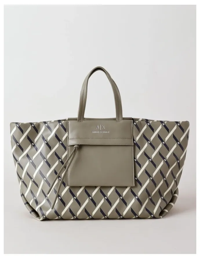 Armani Exchange Natalie Tie Shopper Tote Bag in Brown Bass