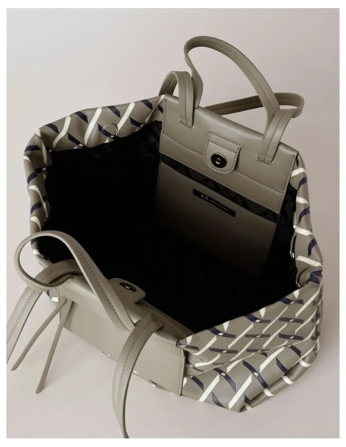 Armani Exchange Natalie Tie Shopper Tote Bag in Brown Bass
