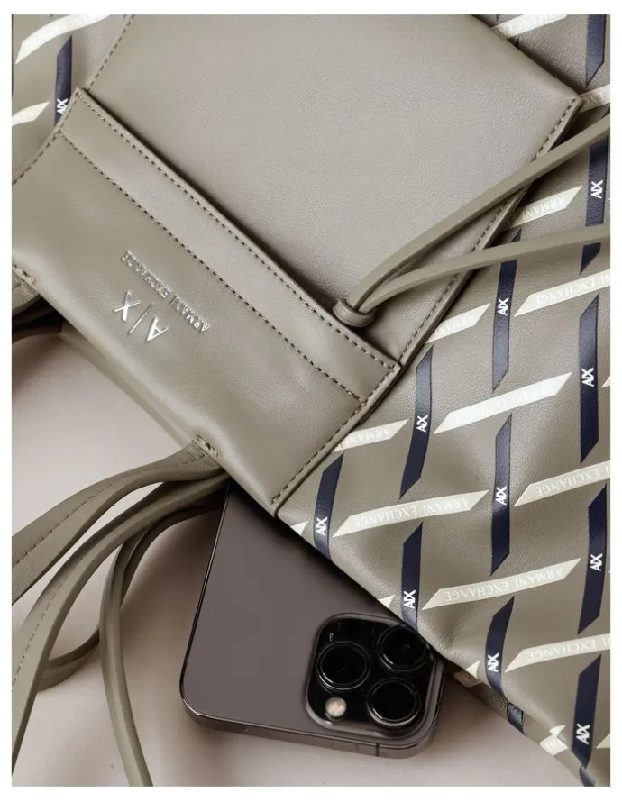 Armani Exchange Natalie Tie Shopper Tote Bag in Brown Bass
