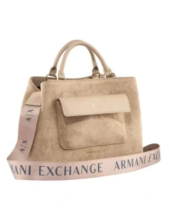 Armani Exchange Nicole Suede Tote Bag in Sand