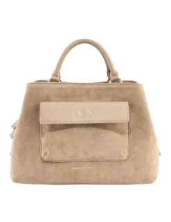 Armani Exchange Nicole Suede Tote Bag in Sand