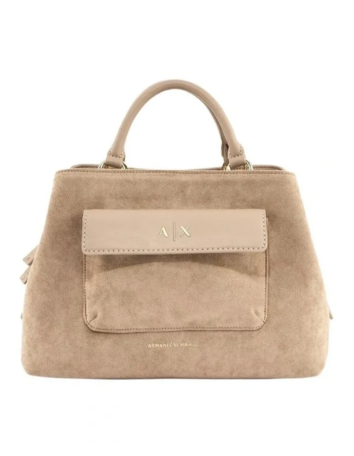 Armani Exchange Nicole Suede Tote Bag in Sand