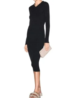 Armani Exchange Salin De Giraud Ribbed Knit Midi Skirt in Black