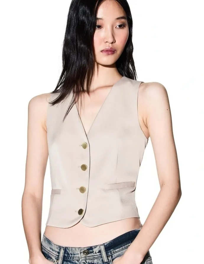 Armani Exchange Salt Lake Waistcoat in Sand