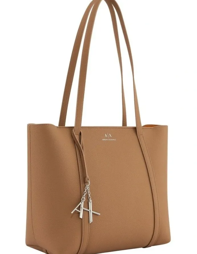 Armani Exchange Silvye Shopping Tote Bag in Mineral/Ramie