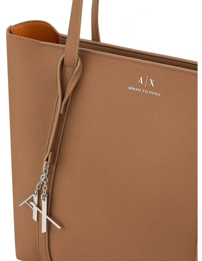 Armani Exchange Silvye Shopping Tote Bag in Mineral/Ramie