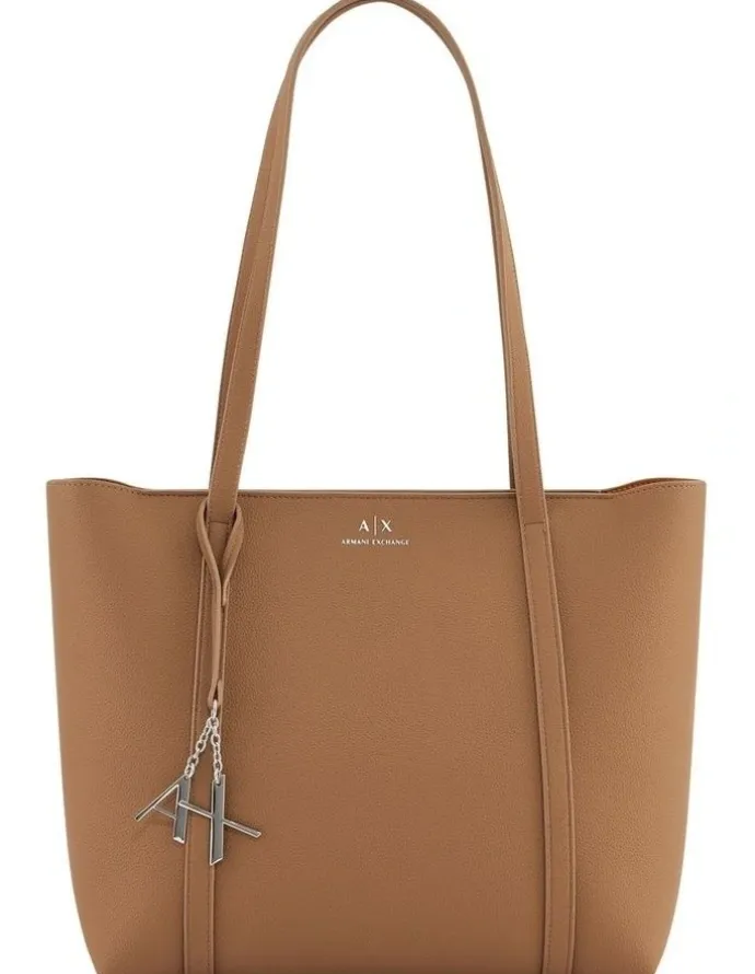 Armani Exchange Silvye Shopping Tote Bag in Mineral/Ramie