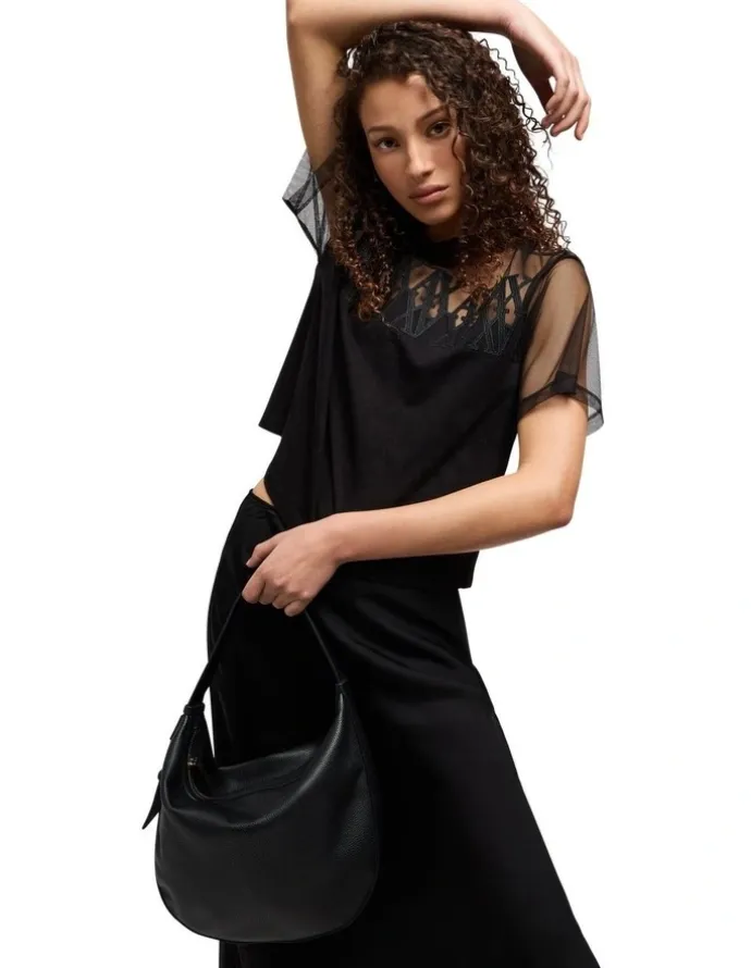 Armani Susie Soft Medium Shoulder Bag in Black