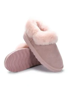 Aus Wooli Ugg Coogee Scuff Slippers in Pink