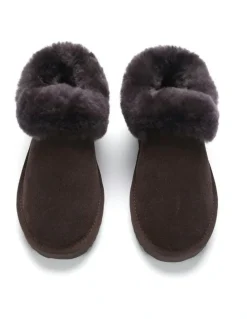 Aus Wooli Ugg Coogee Scuff Slippers in Brown