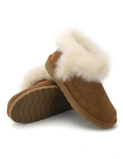 Aus Wooli Ugg Luxe Sheepskin Wool-Trim Ankle Boots in Brown