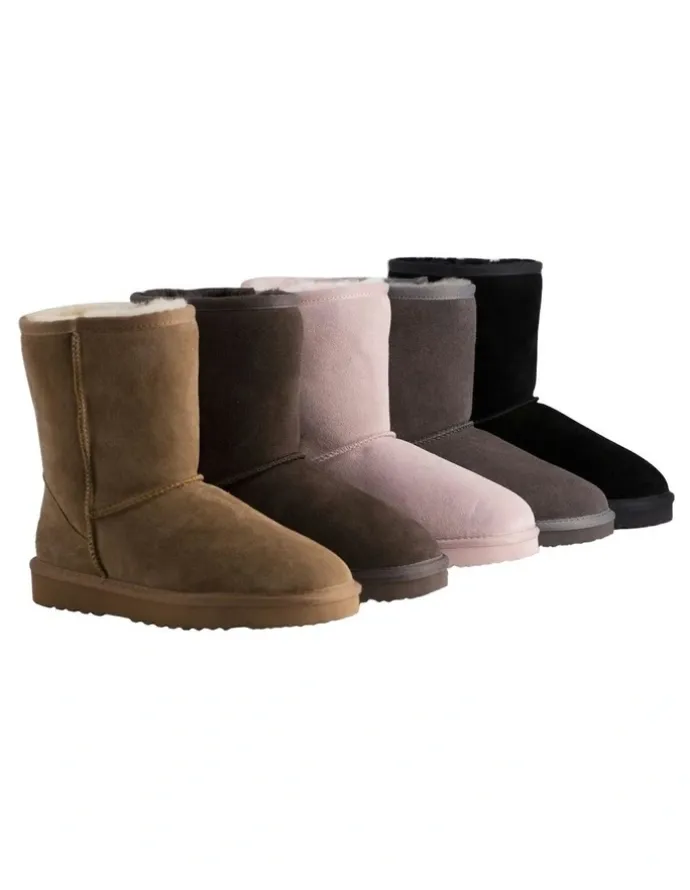 Aus Wooli Ugg Mid Calf Sheepskin Ugg Boot in Grey