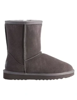 Aus Wooli Ugg Mid Calf Sheepskin Ugg Boot in Grey