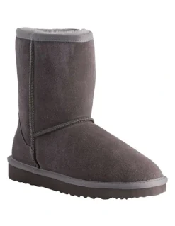 Aus Wooli Ugg Mid Calf Sheepskin Ugg Boot in Grey