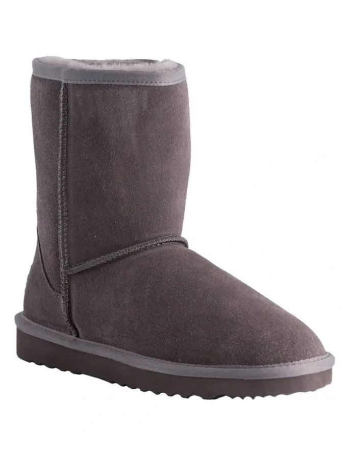 Aus Wooli Ugg Mid Calf Sheepskin Ugg Boot in Grey