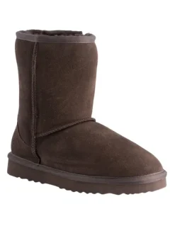 Aus Wooli Ugg Mid Calf Sheepskin Ugg Boot in Chocolate