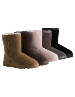 Aus Wooli Ugg Mid Calf Sheepskin Ugg Boot in Chocolate