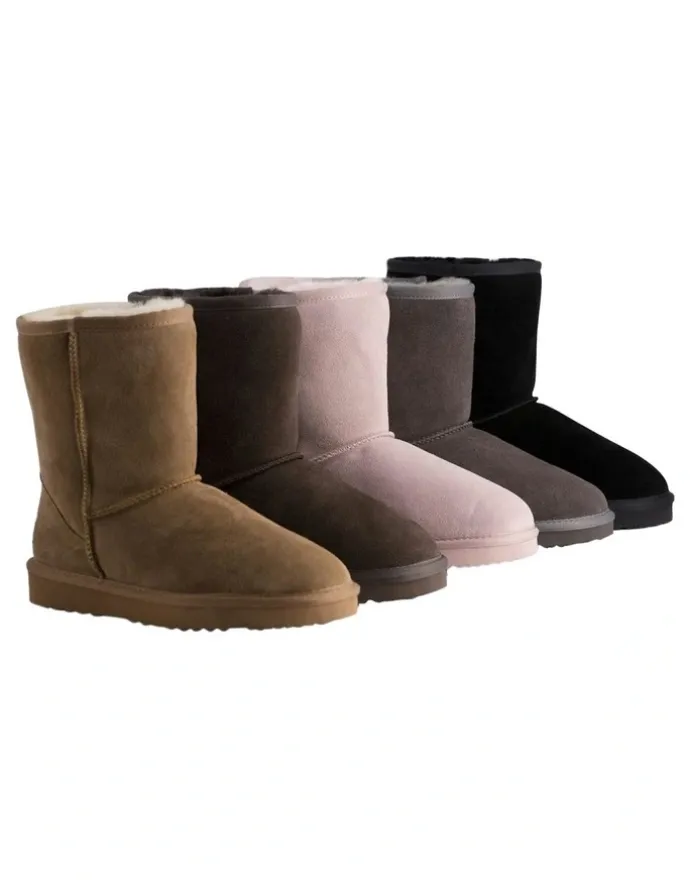 Aus Wooli Ugg Mid Calf Sheepskin Ugg Boot in Chocolate