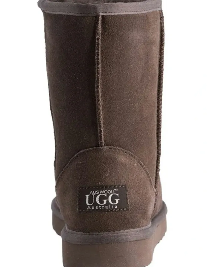 Aus Wooli Ugg Mid Calf Sheepskin Ugg Boot in Chocolate