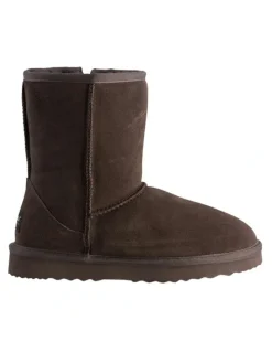 Aus Wooli Ugg Mid Calf Sheepskin Ugg Boot in Chocolate